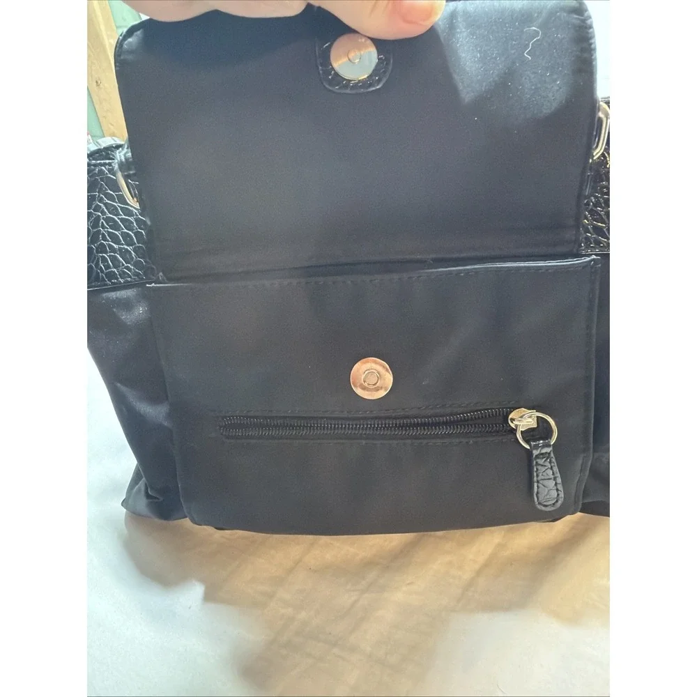 Giani Bernini Medium Nylon Satchel Shoulder HandBag Purse Black 9